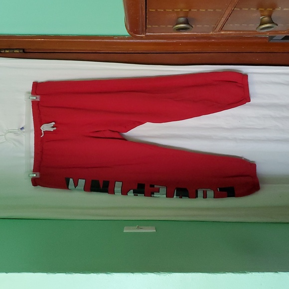 Red Sweatpants with Bold Lettering - Picture 2 of 9